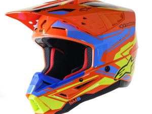 Čelada SM5 Orange Fluo Cyan Action 2 Alpinestars